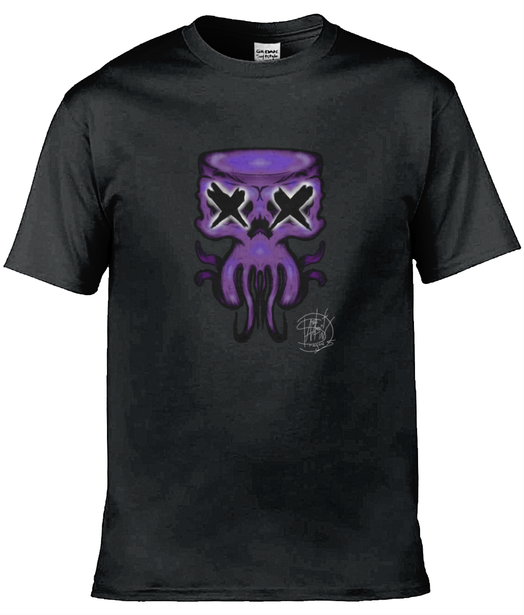 Gildan GD001 Softstyle Adult Ringspun T-Shirt Purple Octo Skull