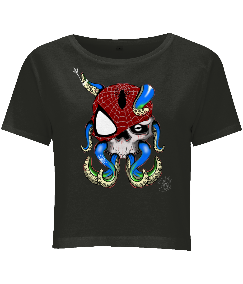 BYB BY042 Ladies Cropped Tee Octo Spider