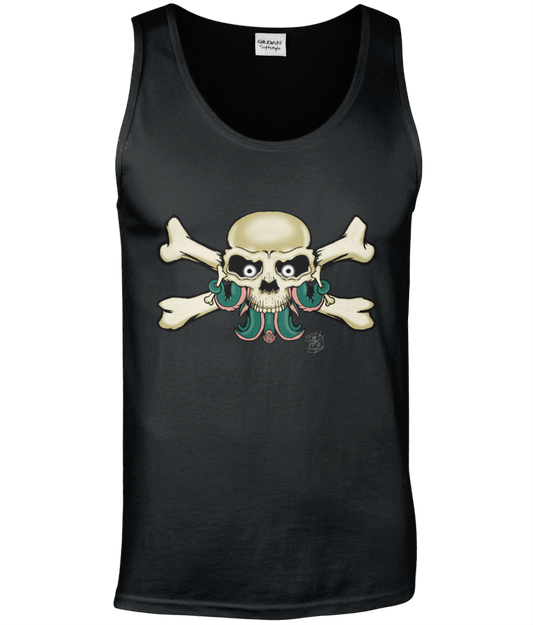 Gildan GD012 Softstyle Adult Tank Top Skull and Cross Bones