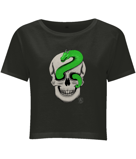 BYB BY042 Ladies Cropped Tee Serpent Skull