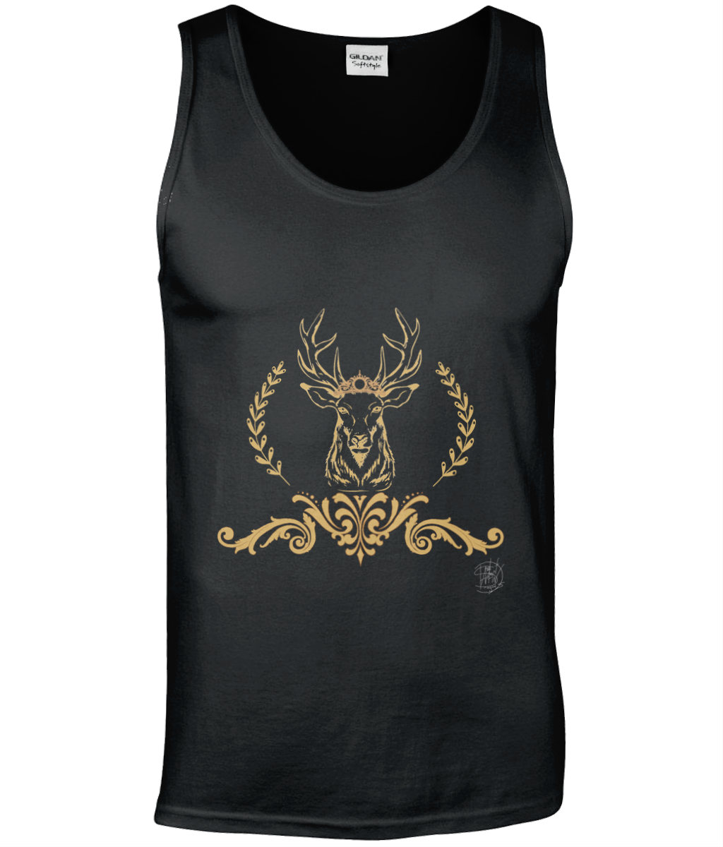 Gildan GD012 Softstyle Adult Tank Top Christmas Golden Reindeer