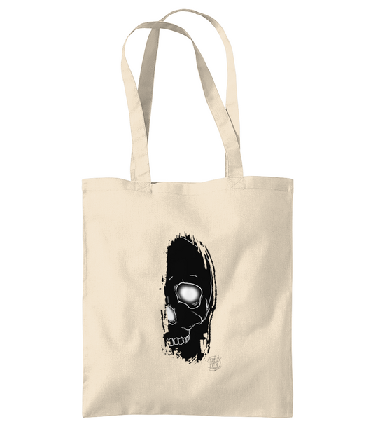 Westford Mill WM261 Organic Premium Cotton Tote Brush Skull Black Logo