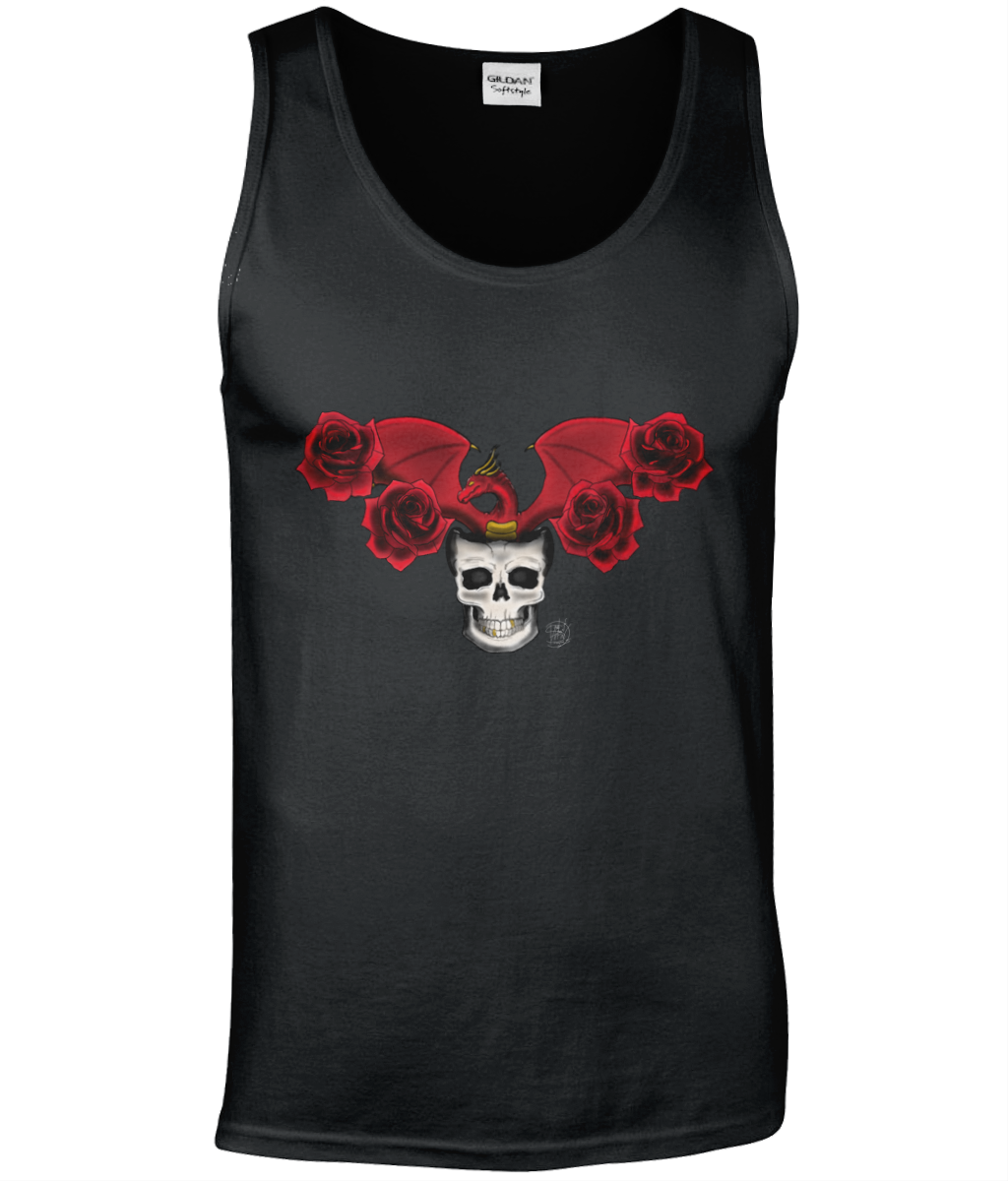 Gildan GD012 Softstyle Adult Tank Top Dragon and Roses