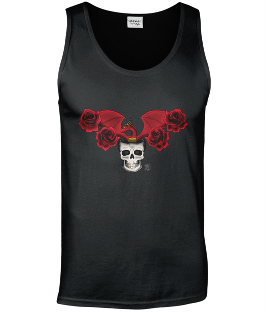 Gildan GD012 Softstyle Adult Tank Top Dragon and Roses