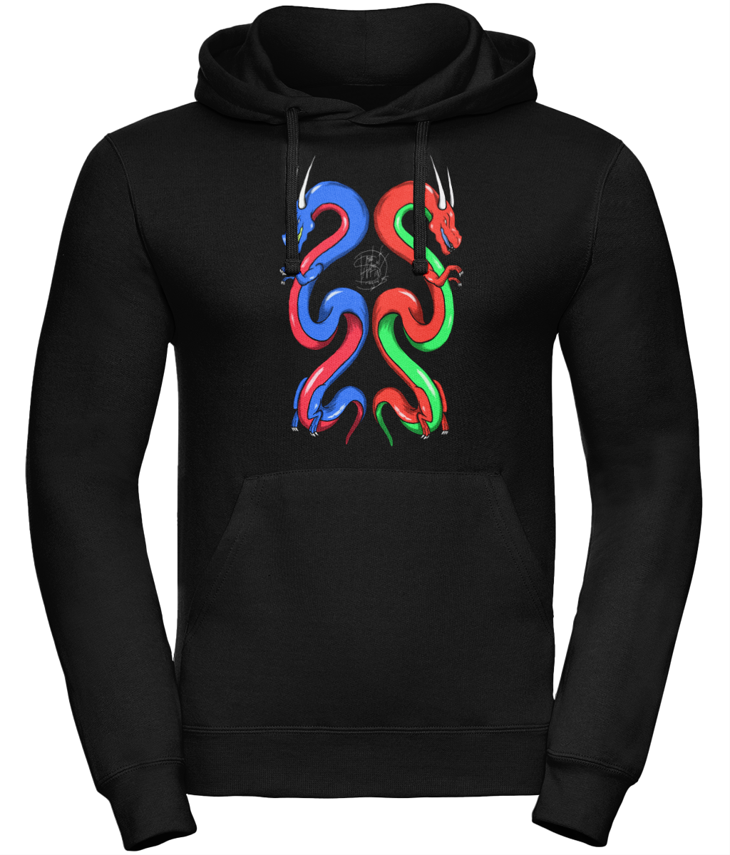 Uneek UC509 Hoodie Twin Dragons Blue Red