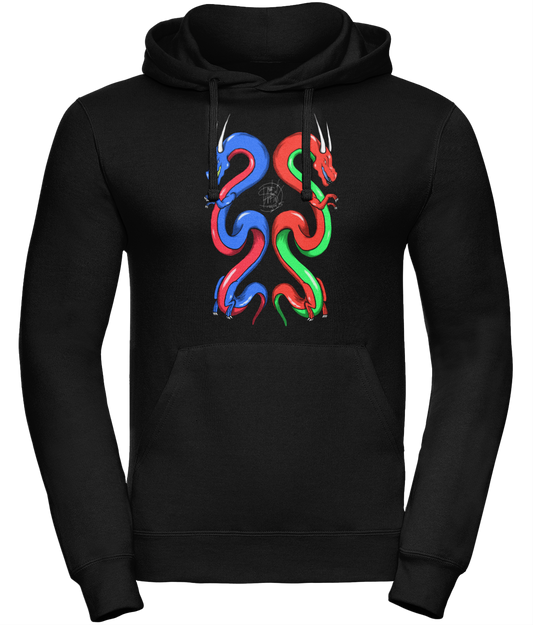 Uneek UC509 Hoodie Twin Dragons Blue Red