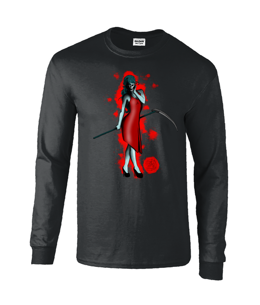 Gildan GD014 Ultra Cotton Adult Long Sleeve T-Shirt Lady Death Red Blood