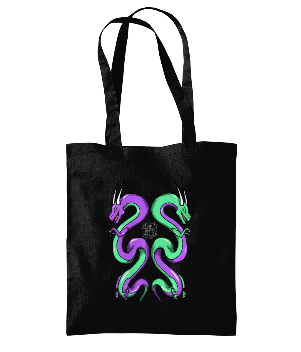 Westford Mill WM261 Organic Premium Cotton Tote Twin Dragons Purple Green