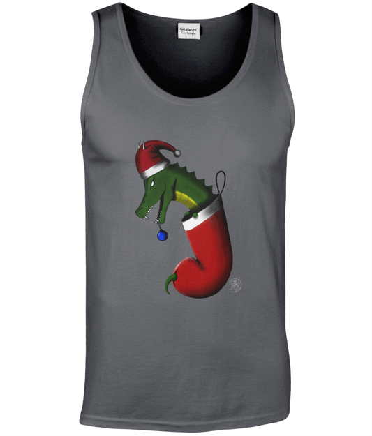 Gildan GD012 Softstyle Adult Tank Top Christmas Stocking Dragon