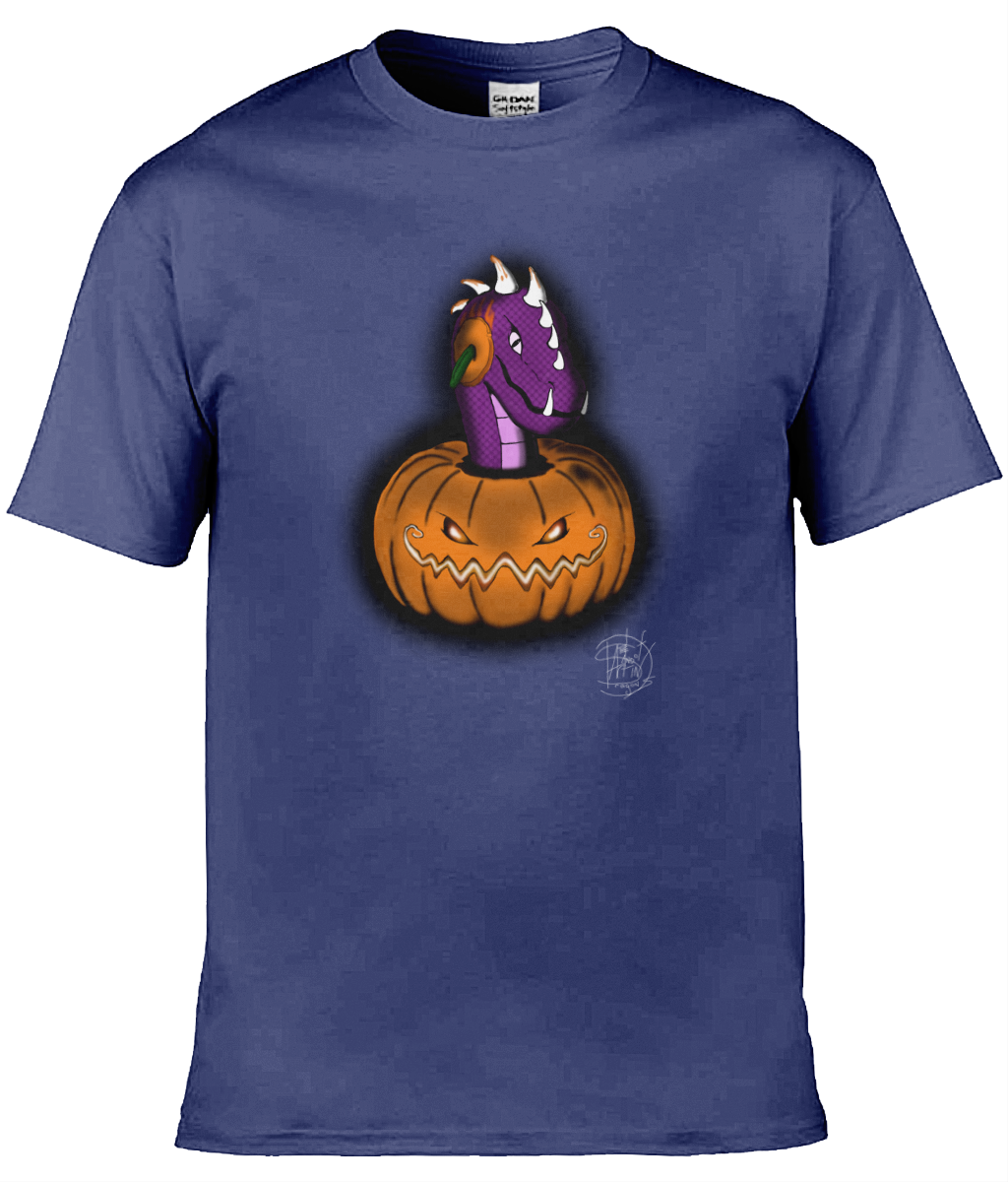 Gildan GD001 Softstyle Adult Ringspun T-Shirt Halloween Pumpkin Peekaboo Dargon