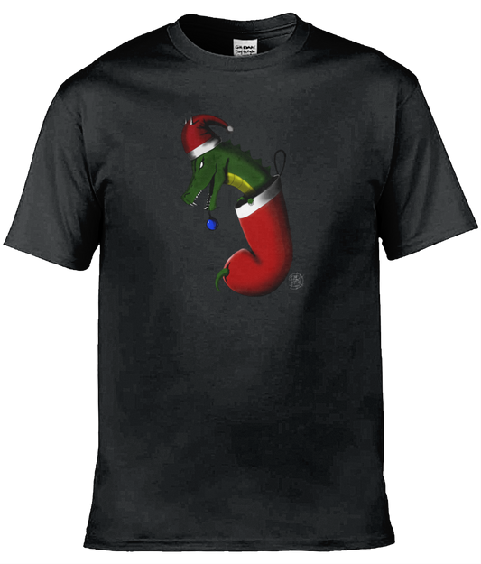 Gildan GD001 Softstyle Adult Ringspun T-Shirt Christmas Stocking Dragon