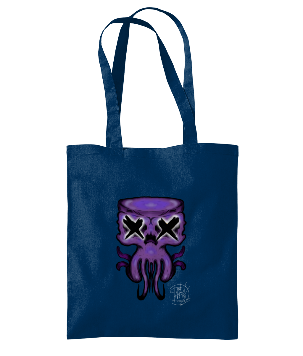 Westford Mill WM261 Organic Premium Cotton Tote Purple Octo Skull