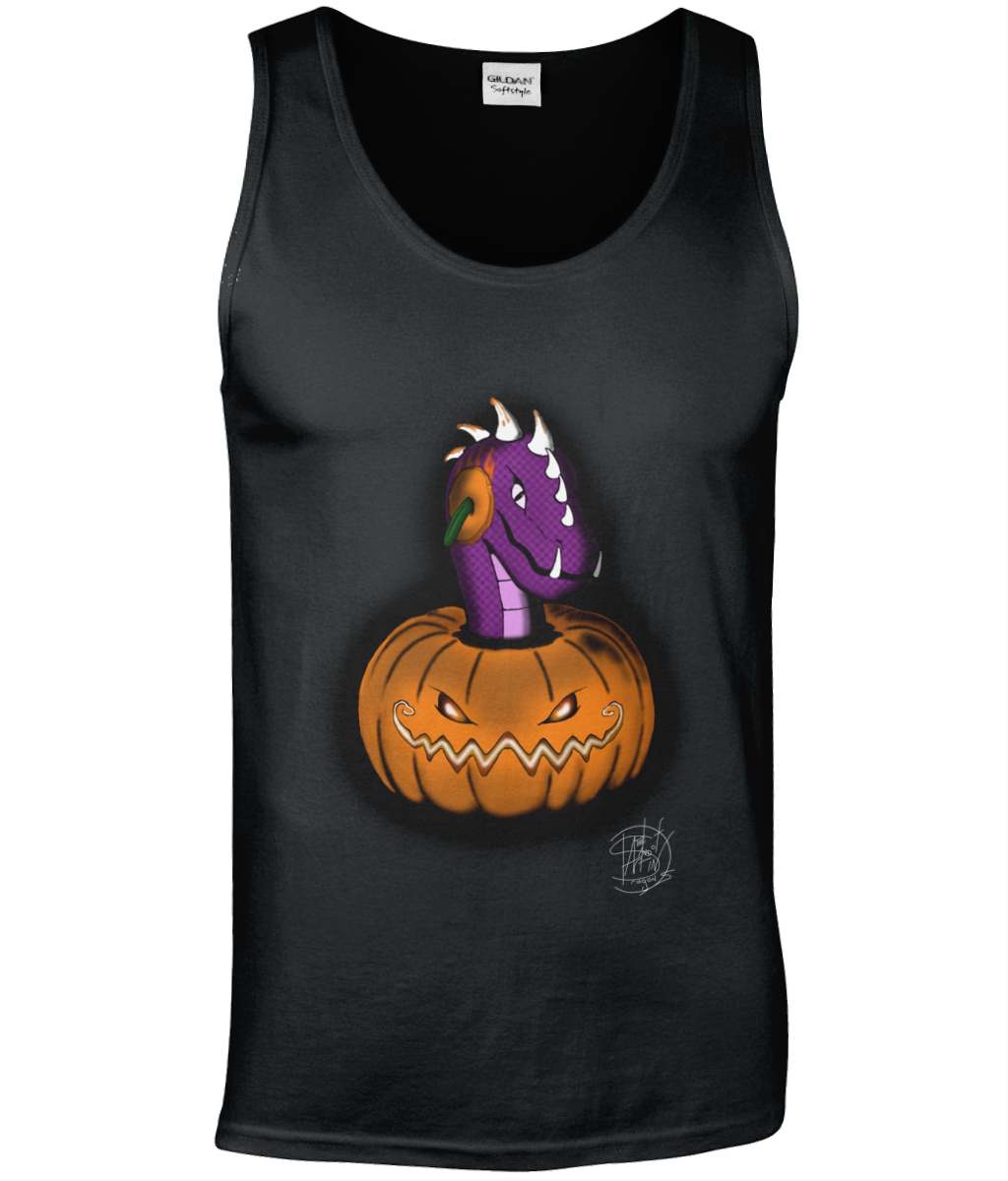 Gildan GD012 Softstyle Adult Tank Top Halloween Pumpkin Peekaboo Dargon