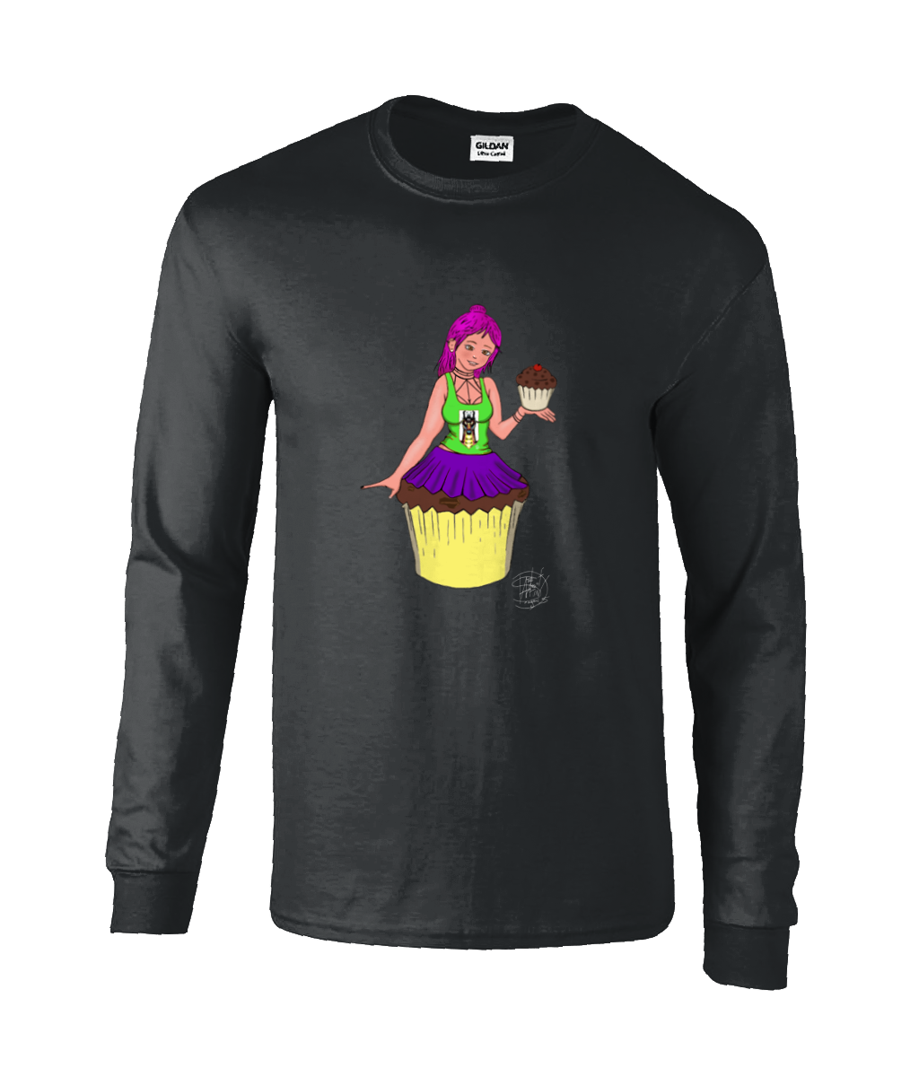 Gildan GD014 Ultra Cotton Adult Long Sleeve T-Shirt Cupcake Girl 1