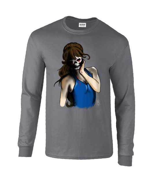 Gildan GD014 Ultra Cotton Adult Long Sleeve T-Shirt Lady Death Close Up