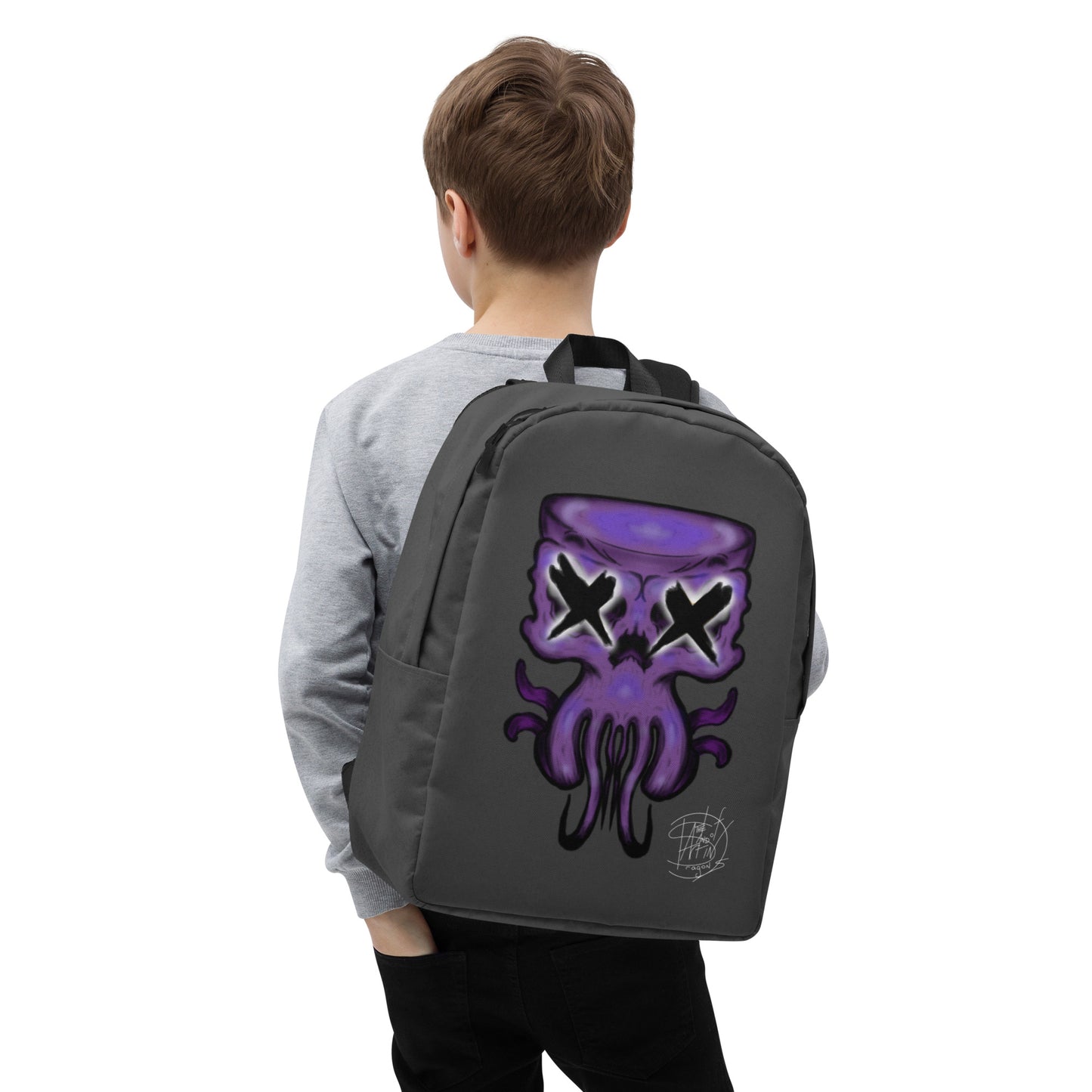 Minimalist Backpack Purple Octo Skull