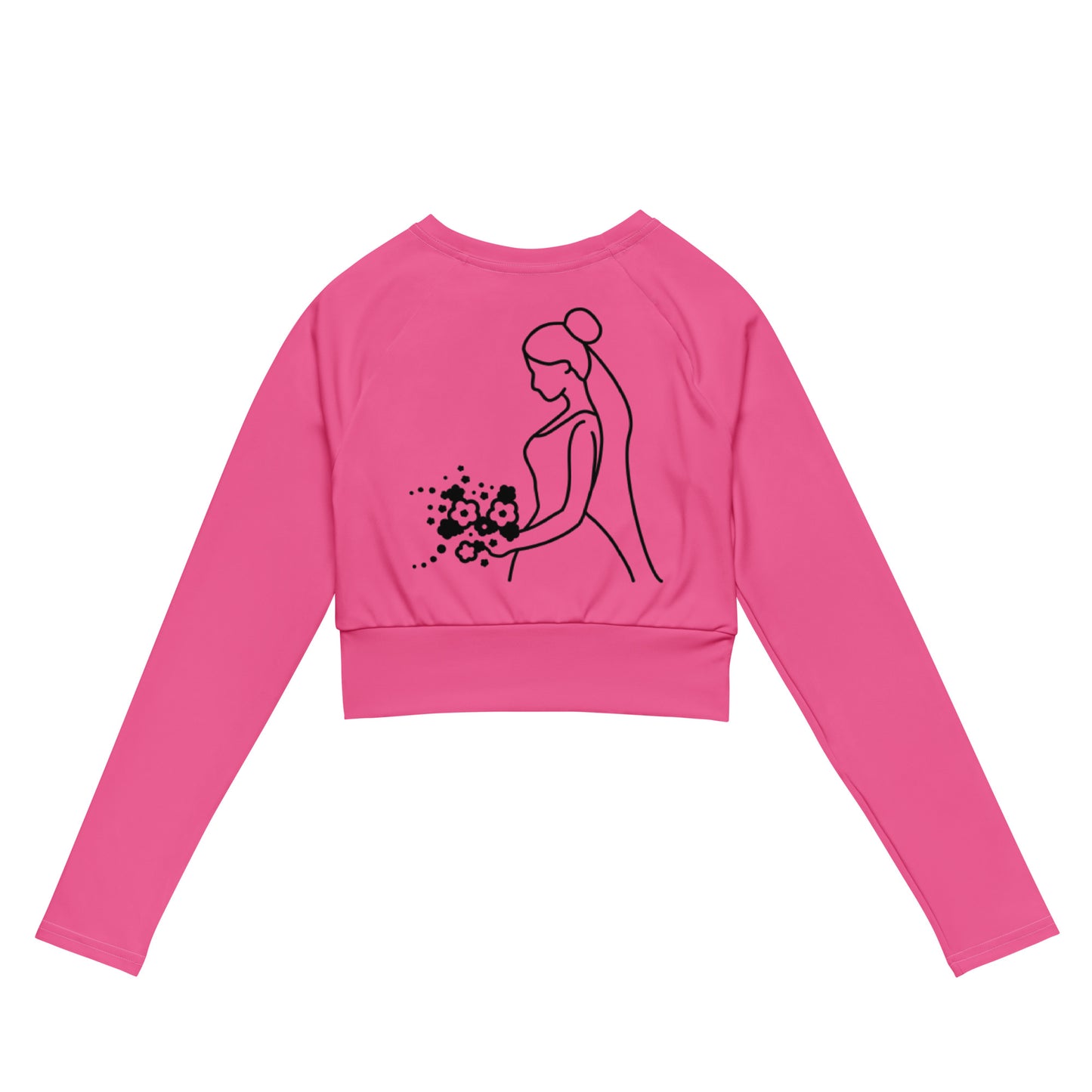 Recycled long-sleeve crop top Mrs Bride (pink)