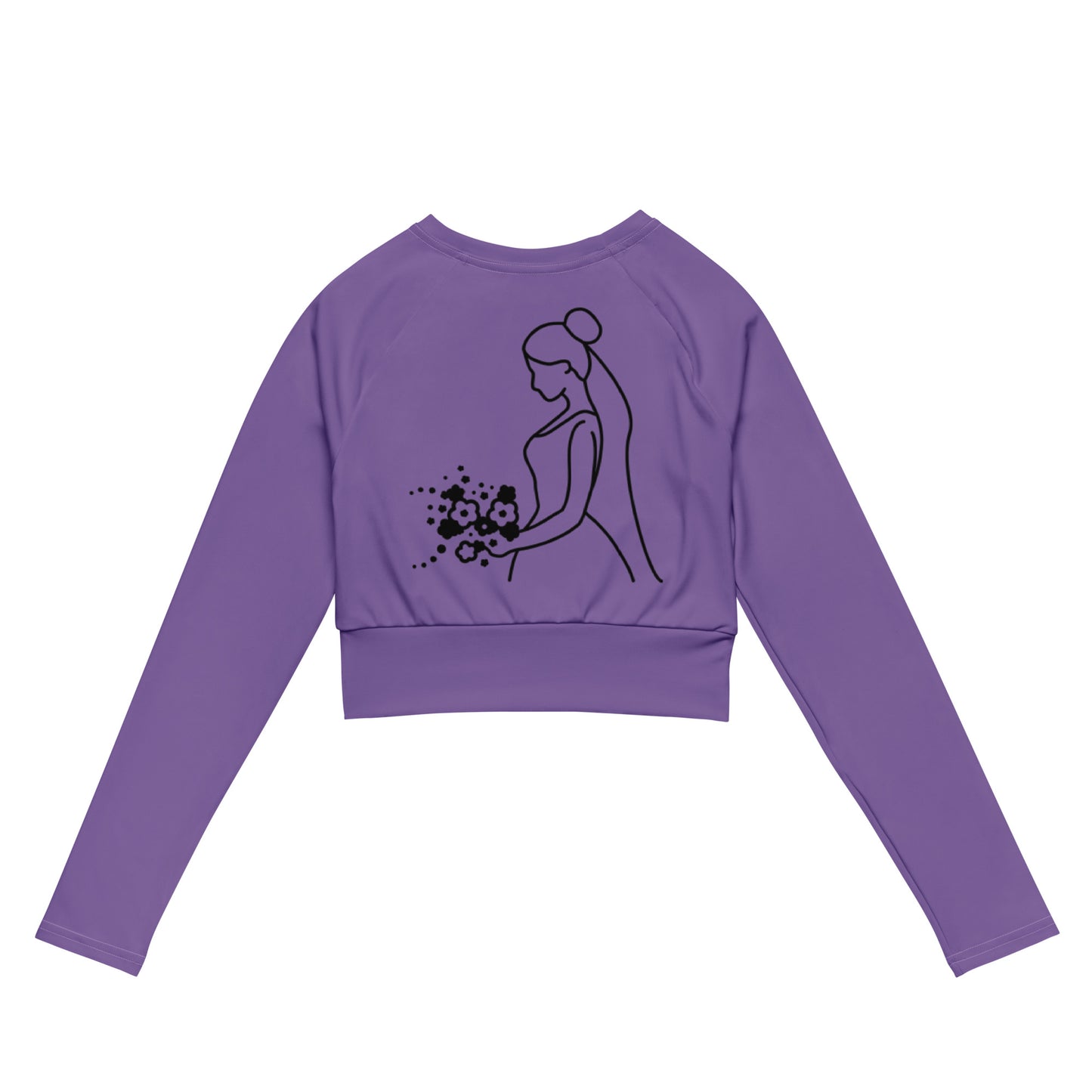 Recycled long-sleeve crop top Mrs Bride (purple)