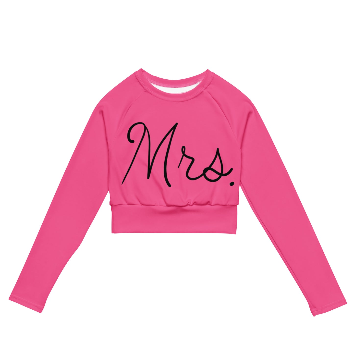 Recycled long-sleeve crop top Mrs Bride (pink)