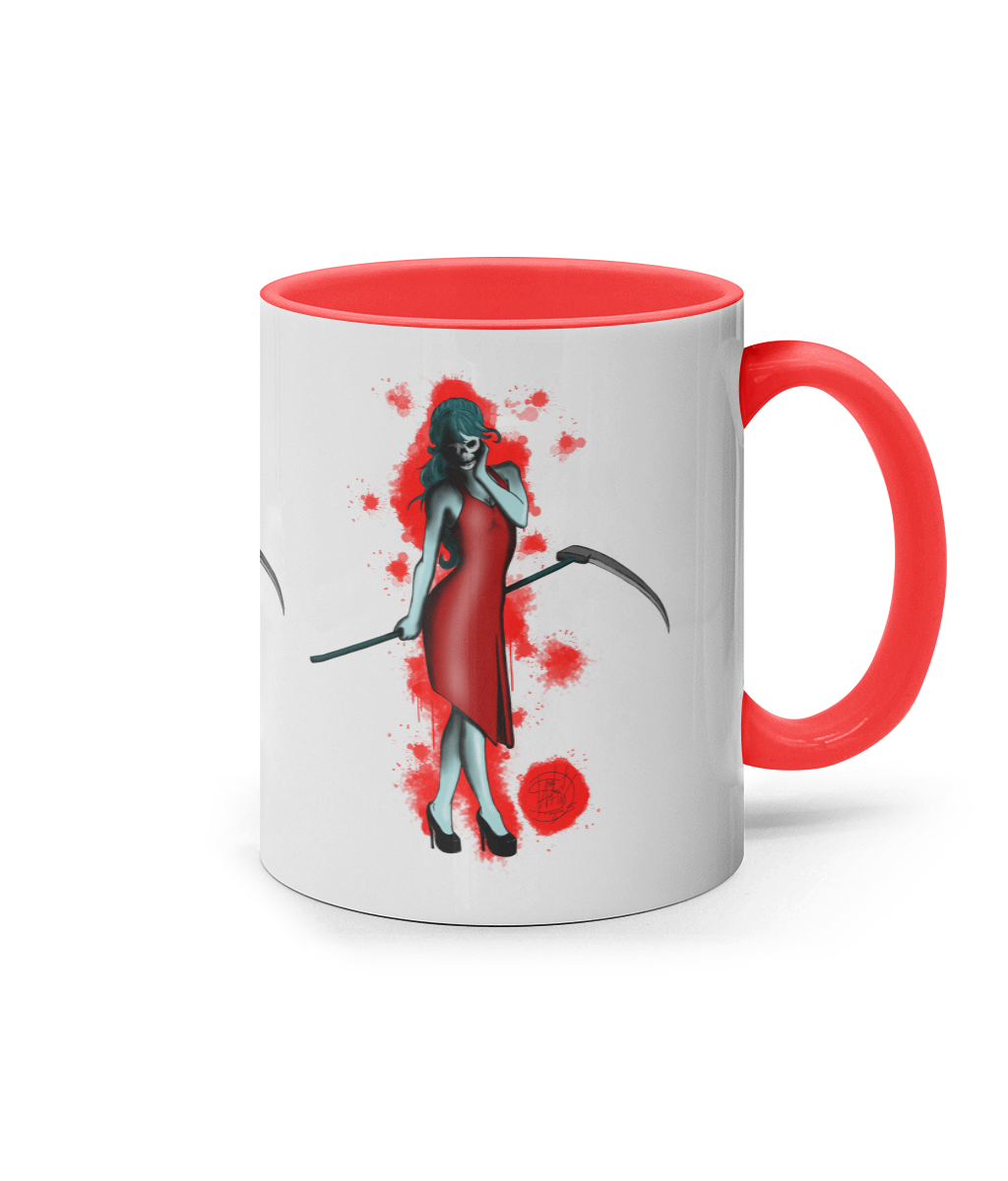 11oz Coloured Inner & Handle Mug Lady Death Red Blood Lady Death Red Blood Lady Death Red Blood