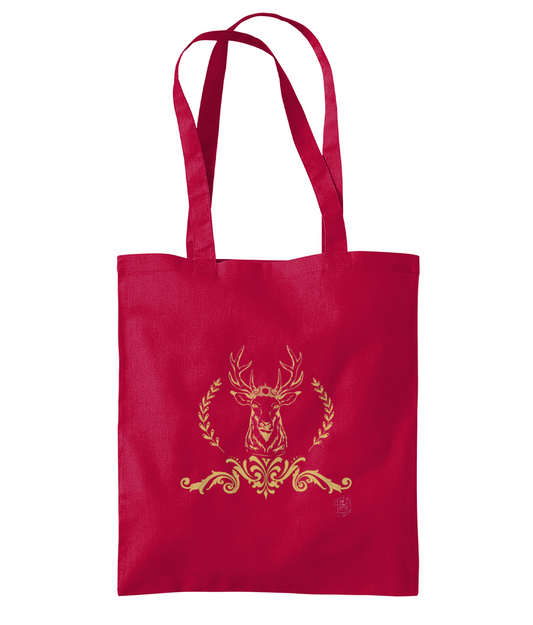 Westford Mill WM261 Organic Premium Cotton Tote Christmas Golden Reindeer