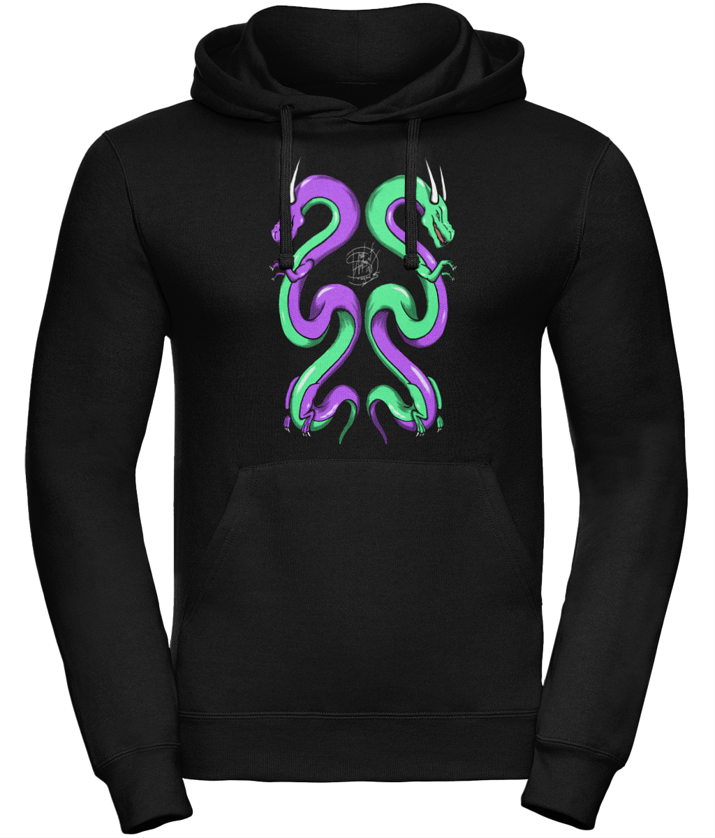 Uneek UC509 Hoodie Twin Dragons Purple Green