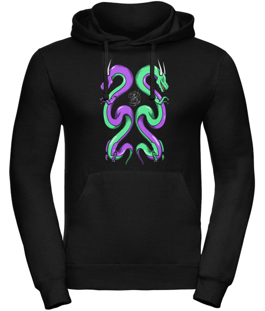 Uneek UC509 Hoodie Twin Dragons Purple Green