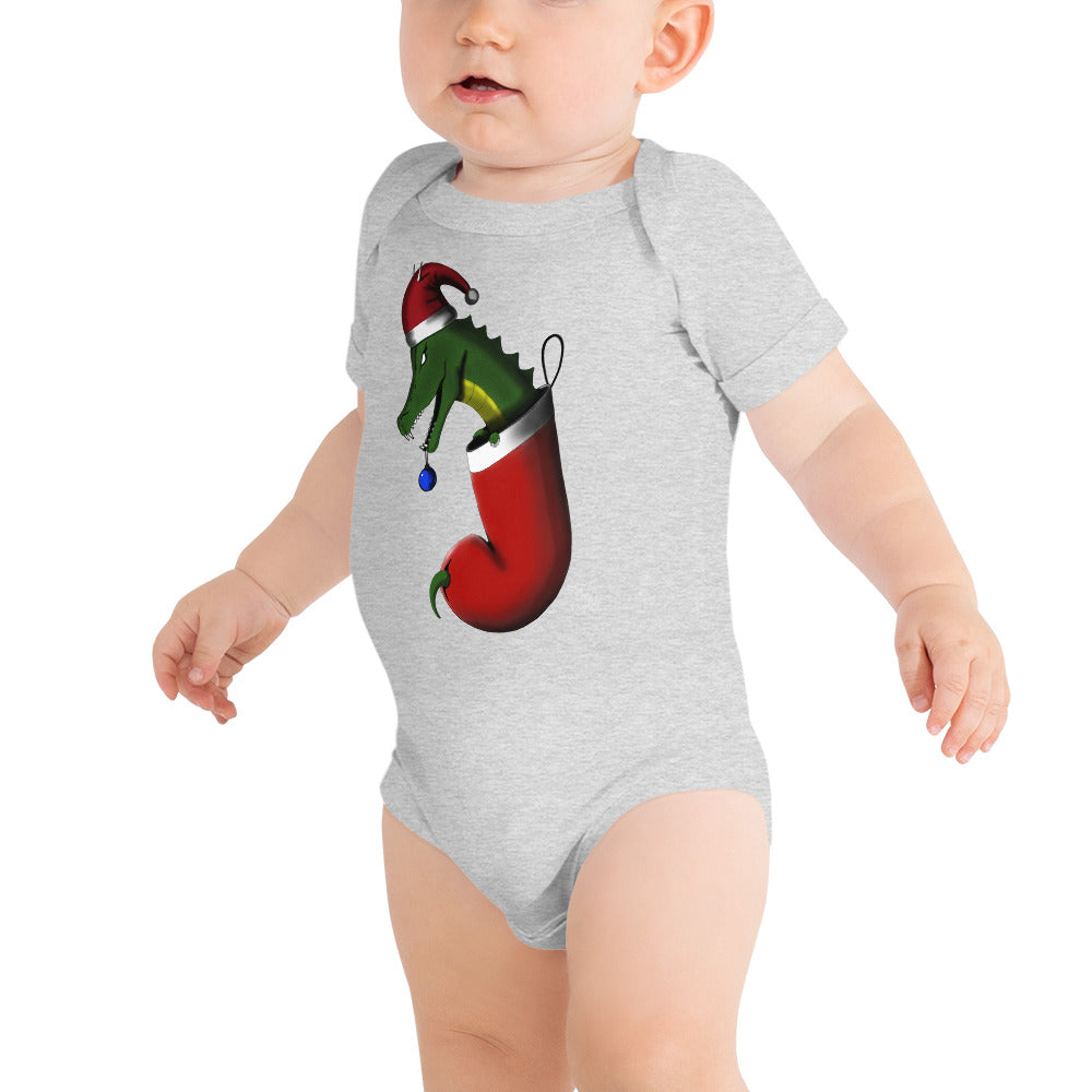 Baby short sleeve one piece Christmas Stocking Dragon