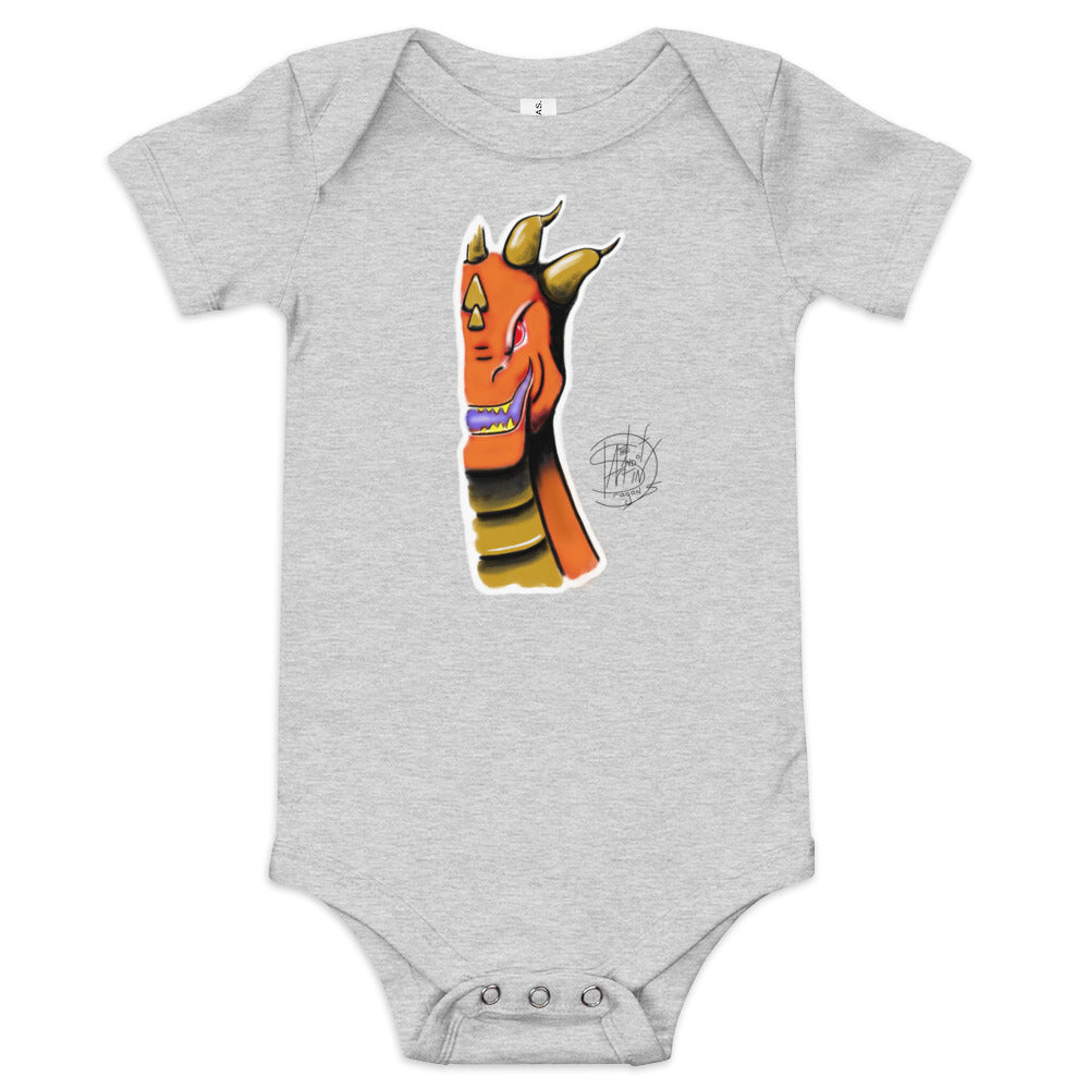 Baby short sleeve one piece Roarsome Orange 3 Prongs