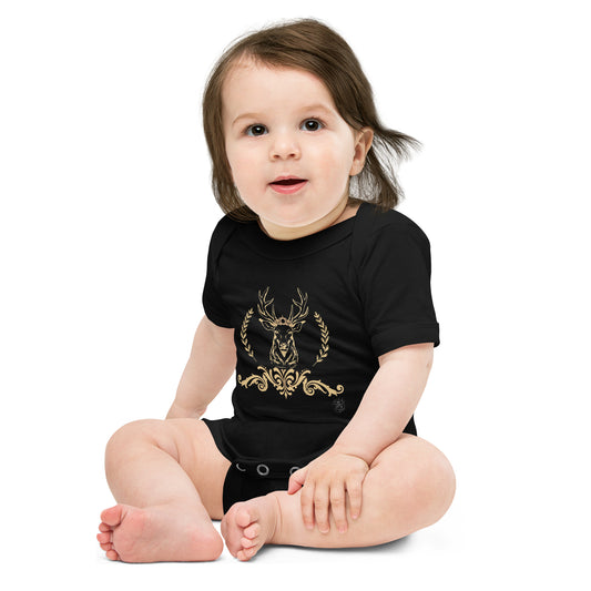 Baby short sleeve one piece Christmas Golden Reindeer