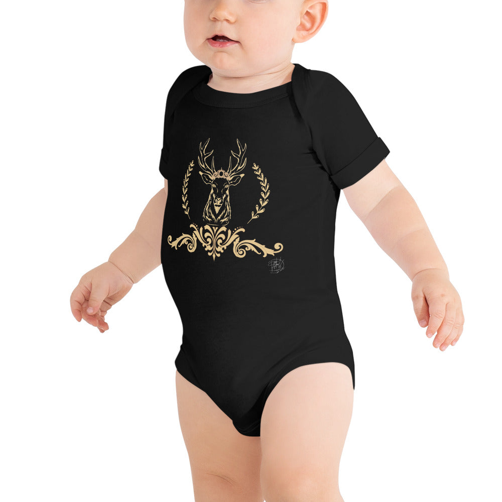 Baby short sleeve one piece Christmas Golden Reindeer