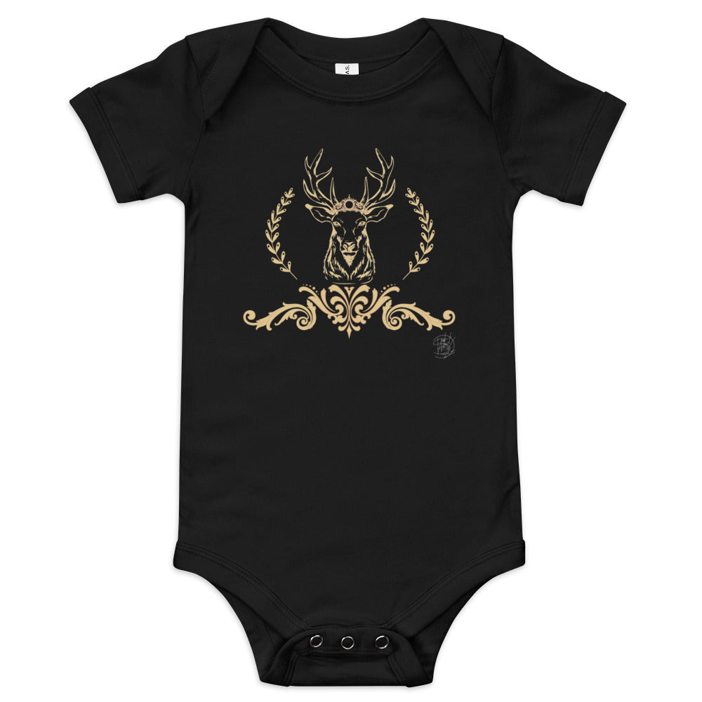 Baby short sleeve one piece Christmas Golden Reindeer