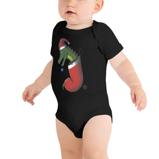 Baby short sleeve one piece Christmas Stocking Dragon