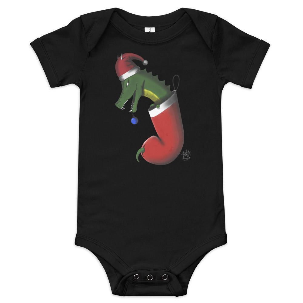 Baby short sleeve one piece Christmas Stocking Dragon