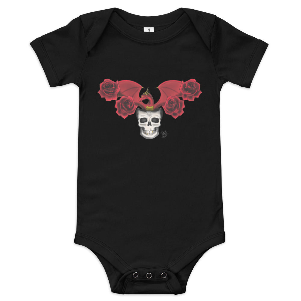 Baby short sleeve one piece Dragon and Roses