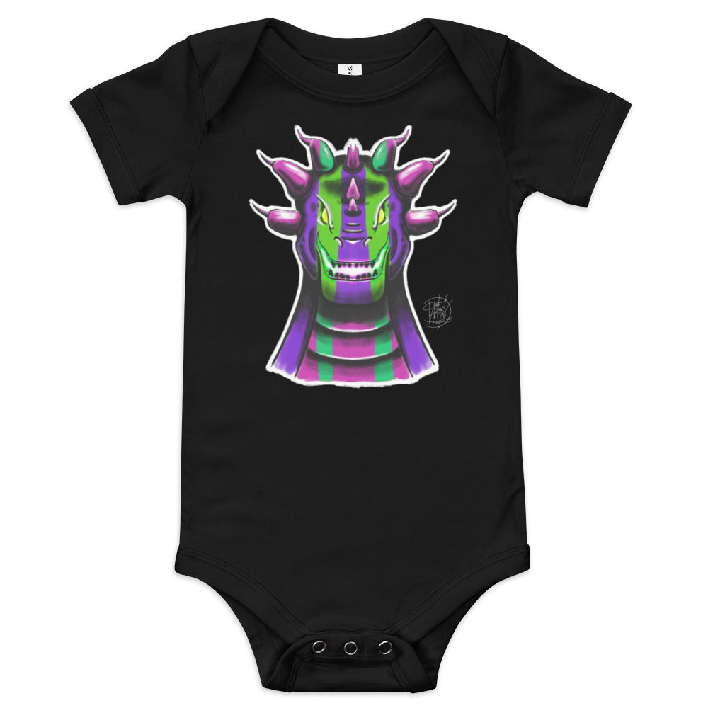 Baby short sleeve one piece Roarsome Rex Purple