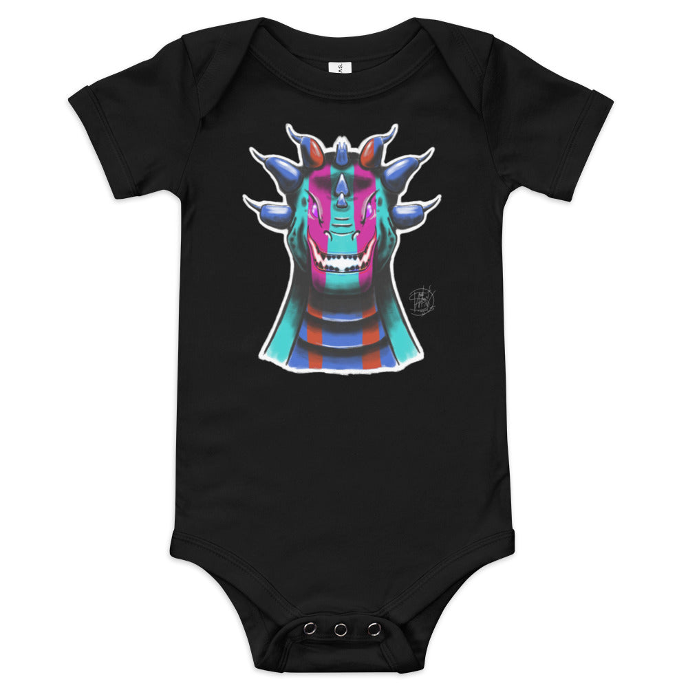 Baby short sleeve one piece Roarsome Rex Blue Pink