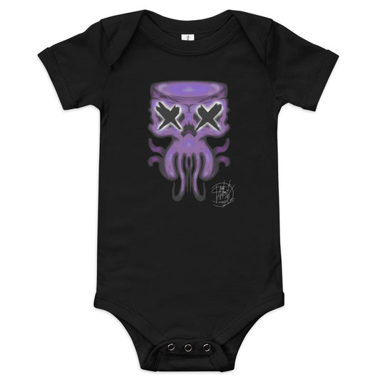 Baby short sleeve one piece Purple Octo Skull