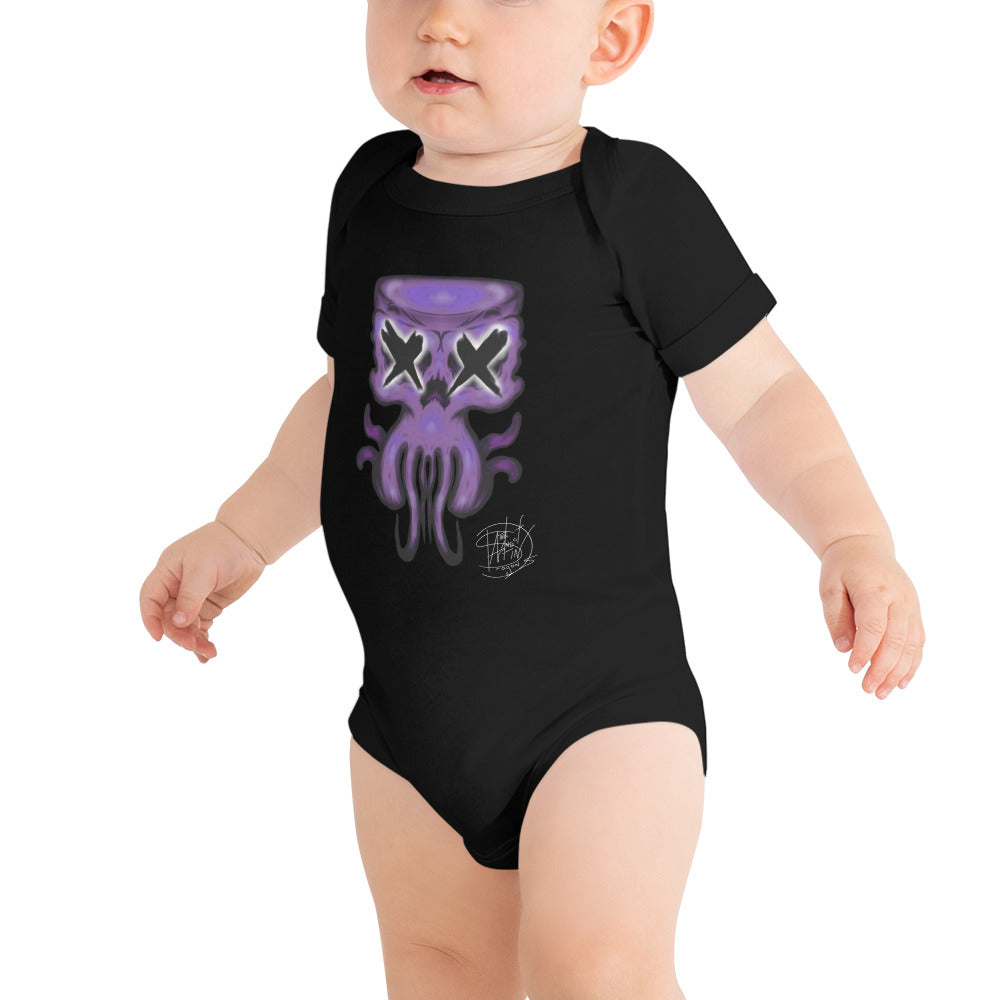 Baby short sleeve one piece Purple Octo Skull