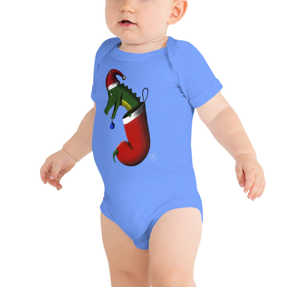 Baby short sleeve one piece Christmas Stocking Dragon