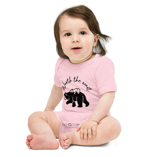 Baby short sleeve one piece Worth The Wait (polar bear)