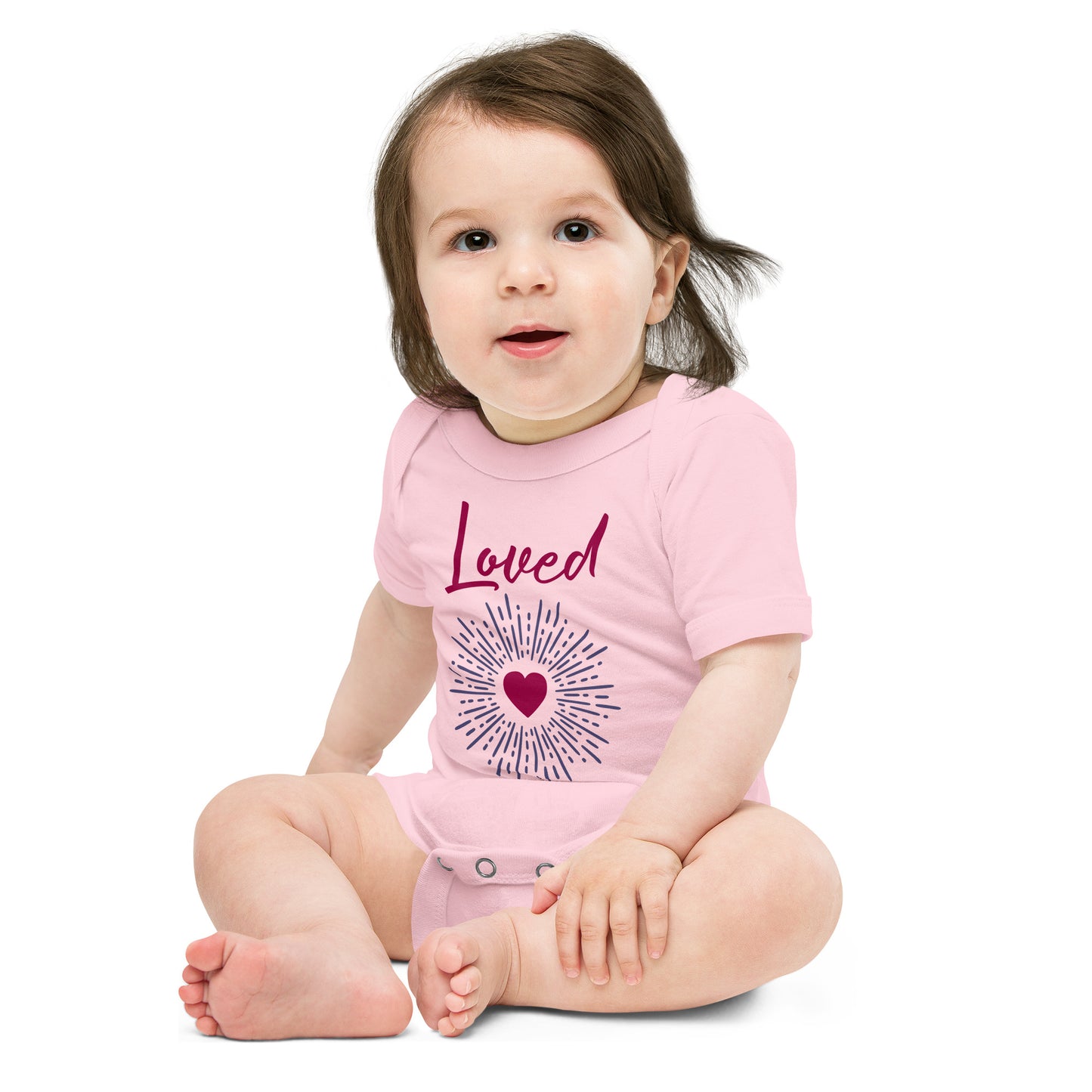 Baby short sleeve one piece Loved (pink)