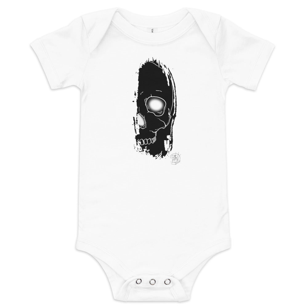 Baby short sleeve one piece Brush Skull Black Logo