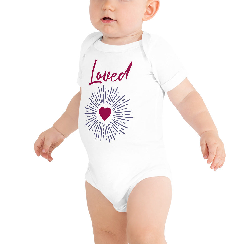 Baby short sleeve one piece Loved (pink)