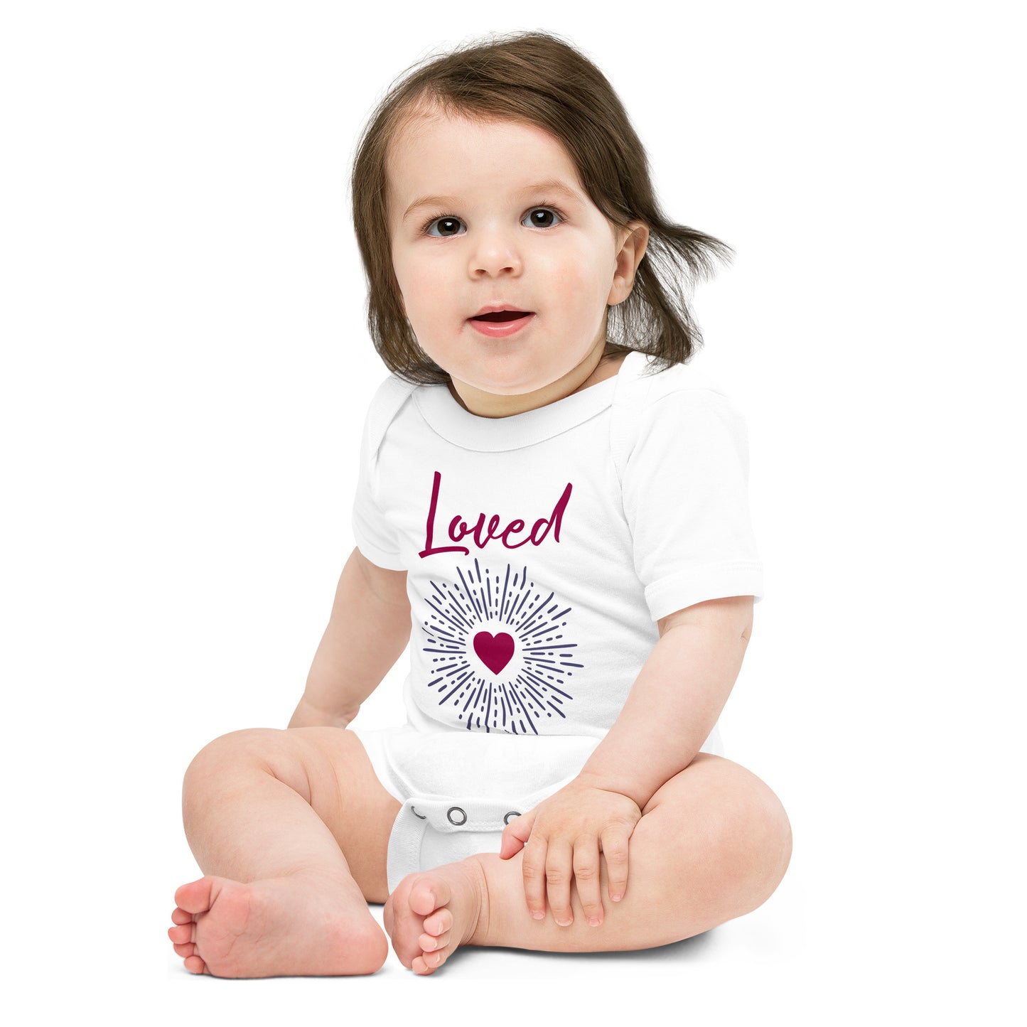 Baby short sleeve one piece Loved (pink)