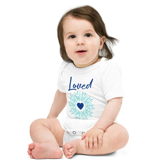 Baby short sleeve one piece Loved (blue)
