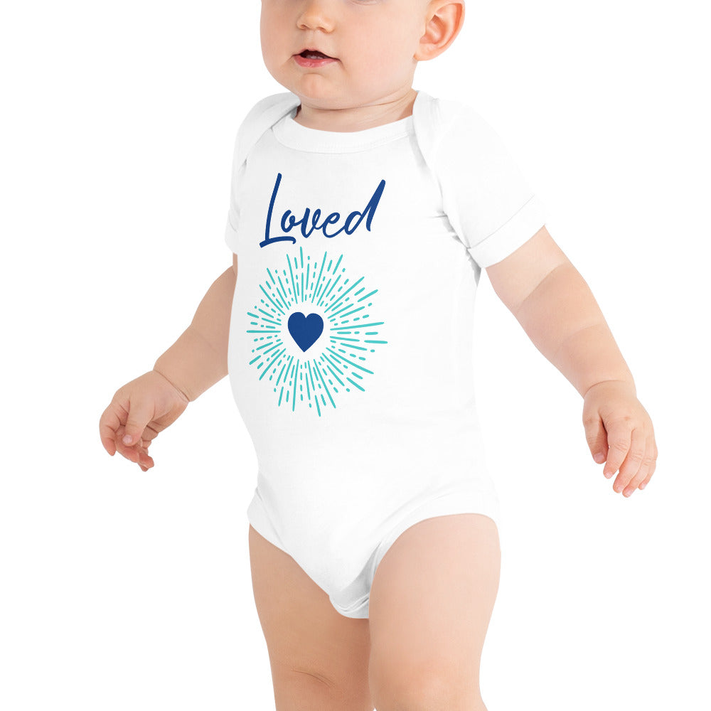 Baby short sleeve one piece Loved (blue)