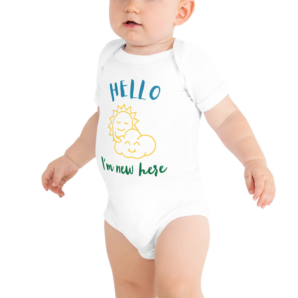 Baby short sleeve one piece Hello I'm New Here