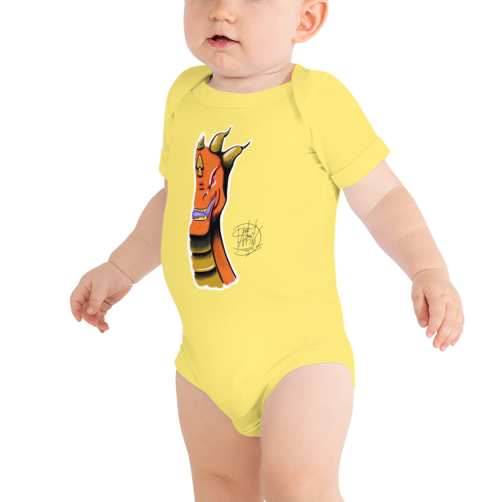 Baby short sleeve one piece Roarsome Orange 3 Prongs