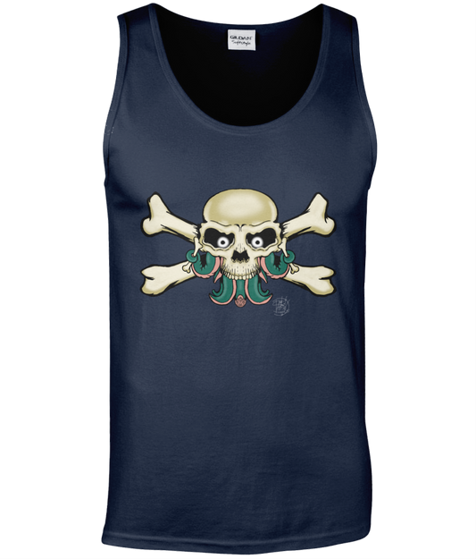 Gildan GD012 Softstyle Adult Tank Top Skull and Cross Bones